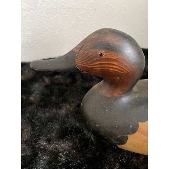 Vintage Tom Taber Wood Duck Decoy Wooden Carved Painted Signed - Picture 2 of 12